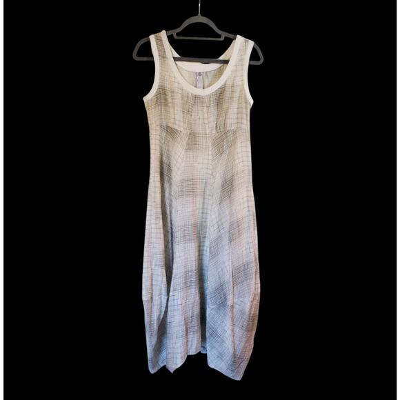 Deca de Vous a Nous Paris White Geometric Lines Lagenlook Midi Dress, Size Small - Picture 1 of 13